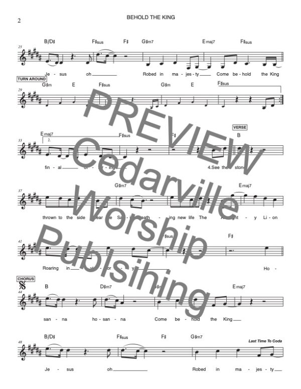 Behold The King by Noah Ayers and Ryan Lee (Lead Sheet in B) - Image 2