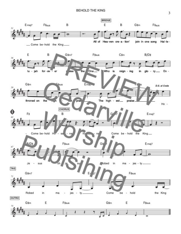Behold The King by Noah Ayers and Ryan Lee (Lead Sheet in B) - Image 3